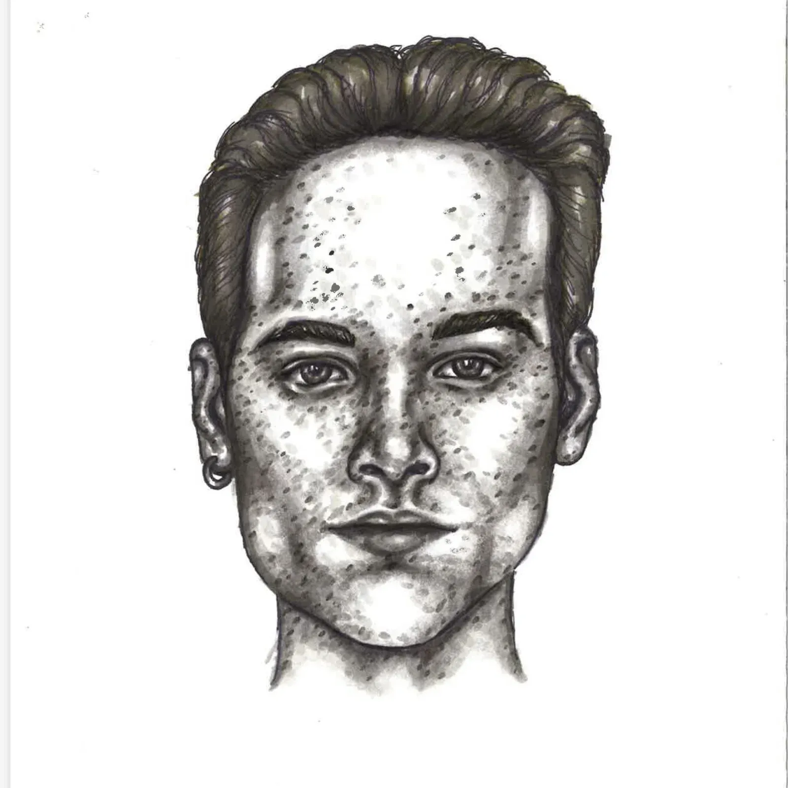 A forensic drawing or sketch of a man.